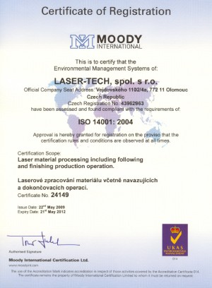 Certificate ISO 14001